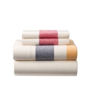 HBC STRIPES - Hudson’s Bay Stripes Flannel Bed Sheet Set, White  *SIZE - KING*